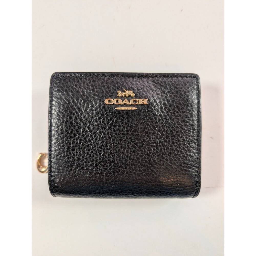 Coach C2862 Pebble Leather Snap Wallet Bifold Gold Hardware Compact